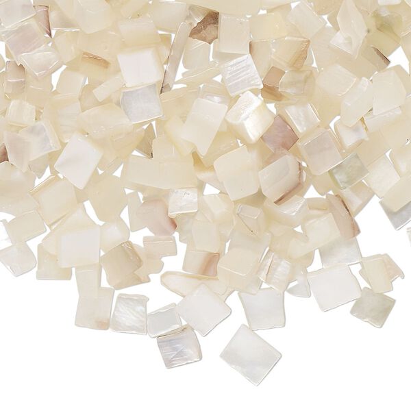 Inlay chip, common hammer oyster shell (natural), mini undrilled chip, Mohs hardness 3-1/2. Sold per 1-ounce pkg. image number 0
