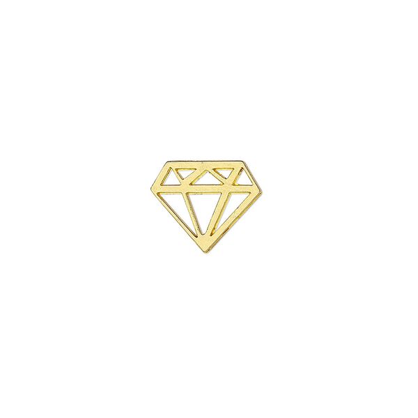 Charm, gold-finished "pewter" (zinc-based alloy), 12.5x10.5mm diamond with cutout. Sold per pkg of 10. image number 0