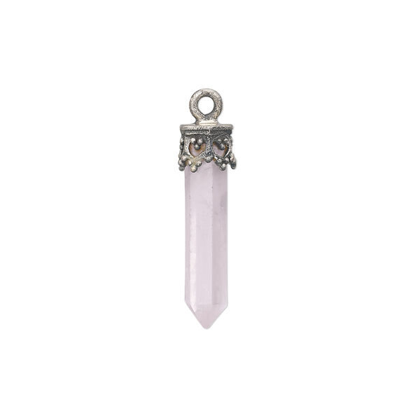 Rose quartz / sterling silver 1pkg1, hand-cut point drop 20x3mm-26x4mm image number 0