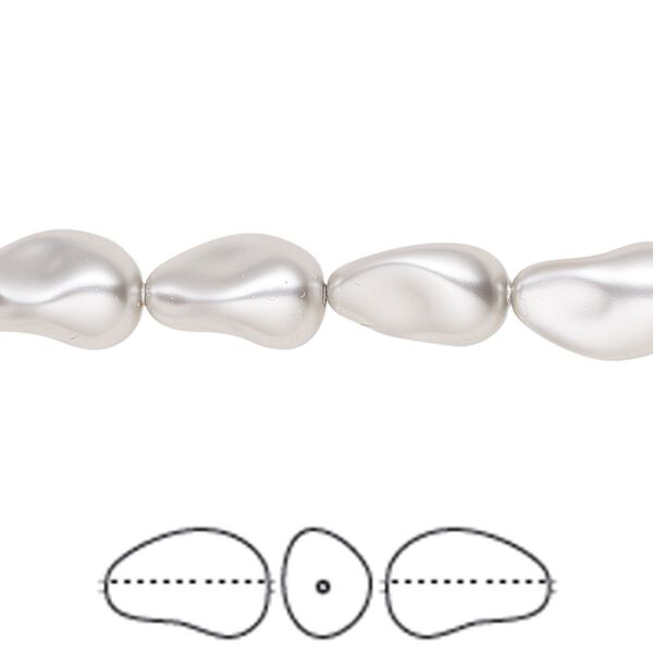 Pearl 10pk light grey, Crystal Passions® 12x8mm baroque drop 5843 image number 0
