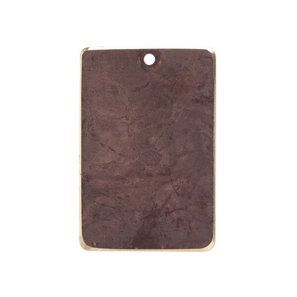 Focal, brass, earth tone brown patina, Pantone® color 19-1321, 30x20mm double-sided rectangle. Sold per pkg of 6. image number 0