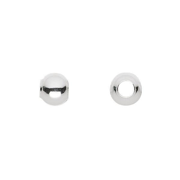 Bead, sterling silver, 8mm seamless large-hole round. Sold per pkg of 50. image number 0