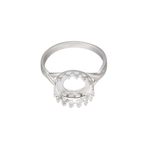 Ring, sterling silver, 11.5mm round with 10mm round cabochon bezel setting, size 7. Sold individually. image number 0