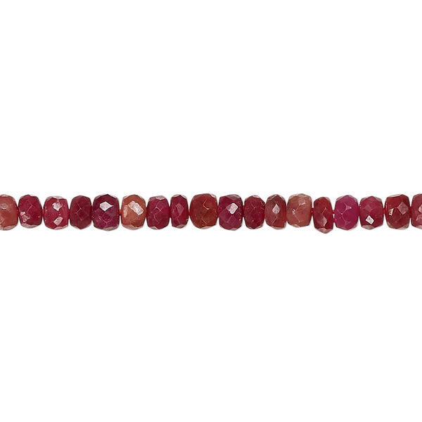 Indian ruby 1pkg1, hand-cut faceted rondelle bead 15 inch 4x2mm-5x4mm image number 0