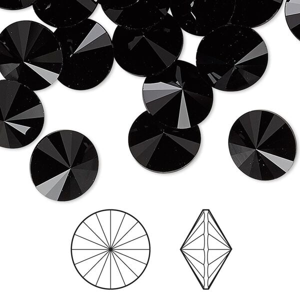 Chaton 48pk jet, Crystal Passions® 10.54-10.91mm rivoli SS47 1122 image number 0
