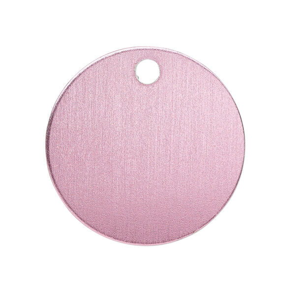 Drop, anodized aluminum, pink, 25.5mm double-sided flat round blank with 3mm hole, 20 gauge. Sold per pkg of 10. image number 0