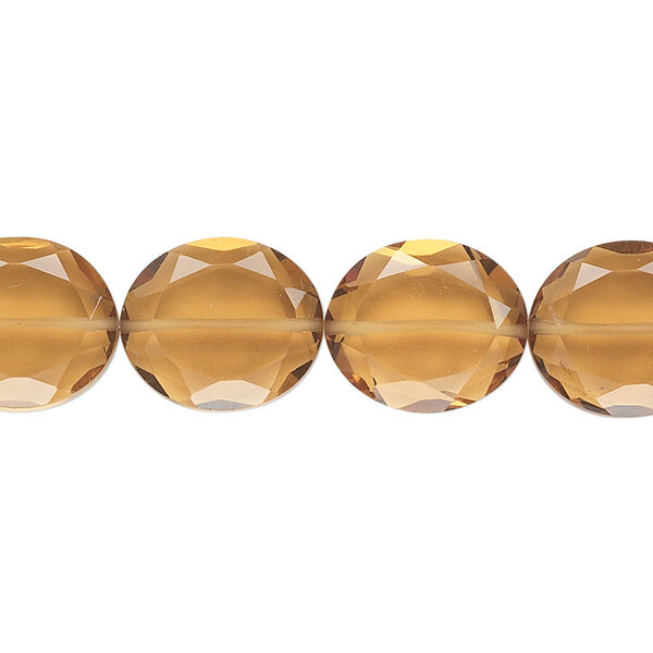 Golden quartz 1pkg10, hand-cut faceted oval bead 14x12mm image number 0