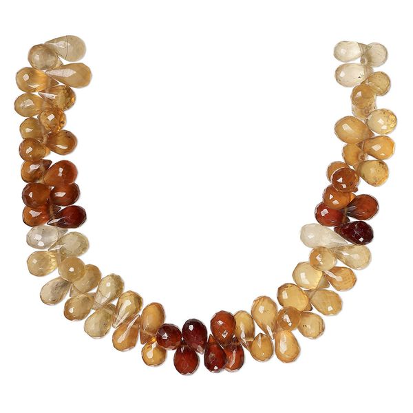 Hessonite garnet 1pkg1, hand-cut top-drilled faceted teardrop bead natural 8 inch 10x6mm-13x6mm image number 0