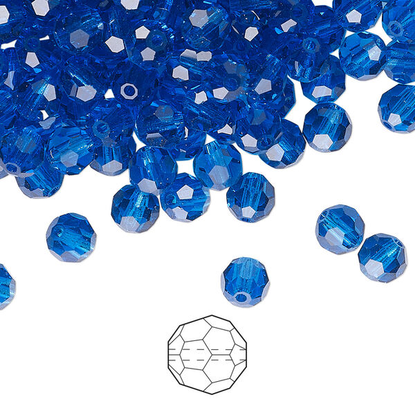 Bead 576pk Capri blue, Preciosa Czech crystal 5mm round image number 0