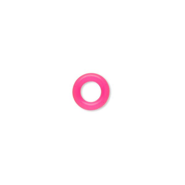 Component, Oh! Ring™, silicone, neon pink, 9mm round with 5mm hole. Sold per pkg of 300. image number 0