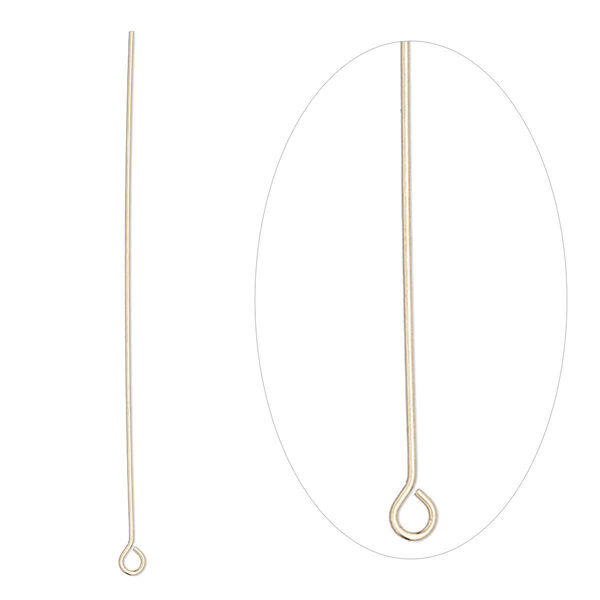Eye pin, 14Kt gold-filled, 1-1/2 inches, 26 gauge. Sold per pkg of 2. image number 0