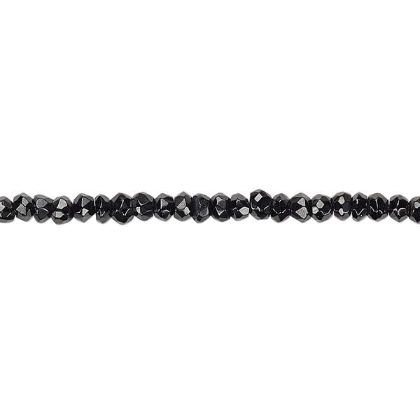 Black spinel 1pkg1, hand-cut faceted rondelle bead natural 13 inch 2x1mm-3x3mm image number 0
