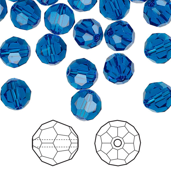 Bead 288pk Capri blue, Swarovski® 8mm round 5000 image number 0