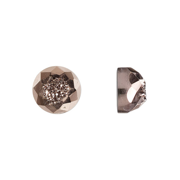 Druzy agate 1pkg1, hand-cut calibrated faceted round cab B grade, 10mm image number 0
