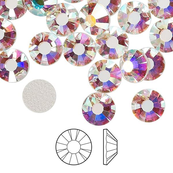 Flat back 12pk crystal AB foil back, Preciosa MAXIMA Czech crystal hotfix rhinestone 8.41-8.67mm chaton rose round SS40 image number 0
