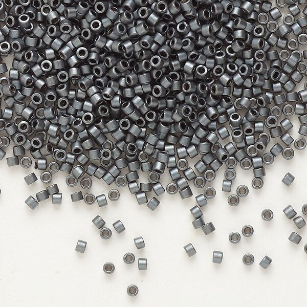 Seed bead, Delica®, glass, pkg/7.5g, #11 round, opaque matte metallic glazed luster slate (DB-0306). image number 0