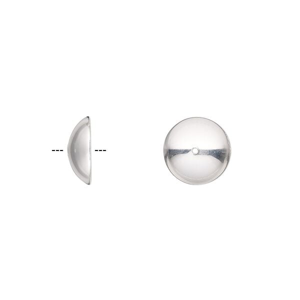 Bead cap, sterling silver, 10x3mm round, fits 8-10mm bead. Sold per pkg of 4. image number 0