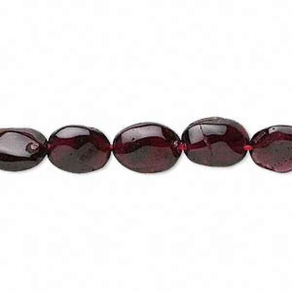 Garnet 1pkg1, hand-cut puffed oval bead 15.5-16 inch 8x6mm-11x8mm image number 0