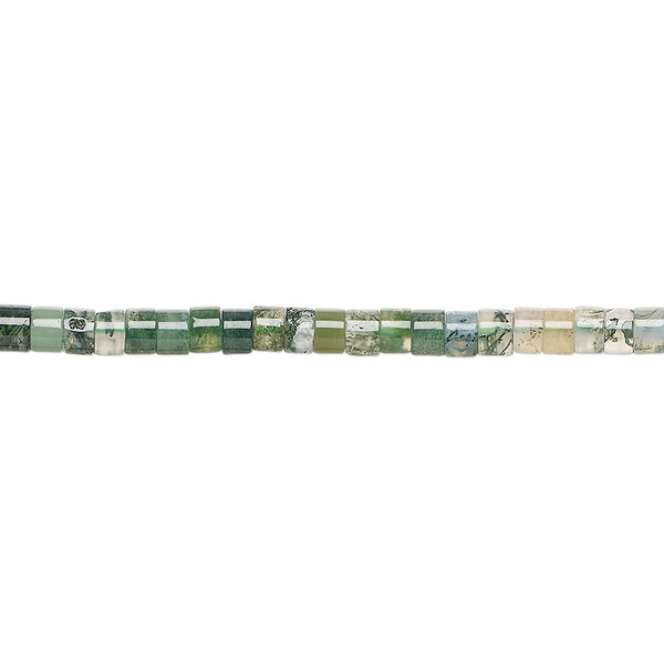 Moss agate 1pkg1, heishi bead natural 15.5-16 inch 3x1.5mm-3x2.5mm image number 0
