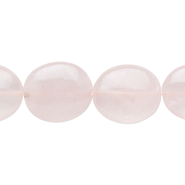 Bead, rose quartz (natural), 16x14mm flat oval, B grade, Mohs hardness 7. Sold per 15-1/2" to 16" strand. image number 0