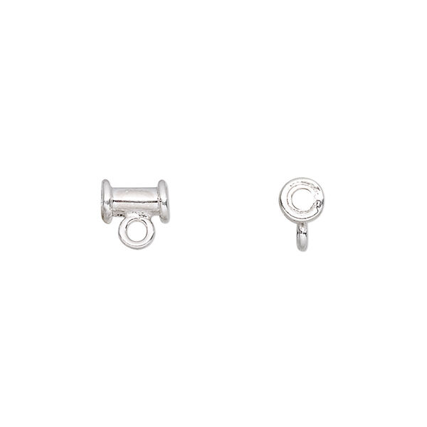 Bead, sterling silver, 7x4mm round tube with closed loop. Sold per pkg of 4. image number 0