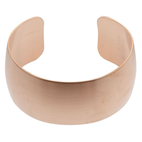Bracelet, cuff, unpolished raw copper, 1-1/8-inch wide, domed, adjustable from 6-1/2 to 7-inches. Sold individually. image number 0