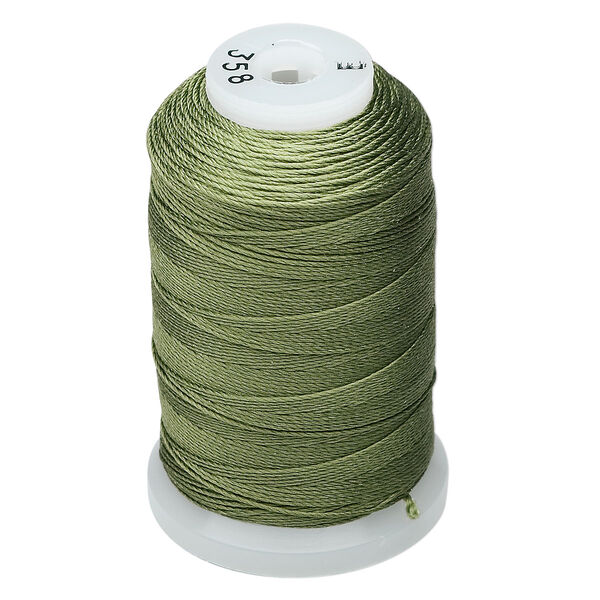 Thread, Purely Silk™, bright green, size E. Sold per 200-yard spool. image number 0
