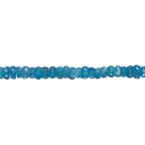 Neon blue apatite 1pkg1, hand-cut faceted rondelle bead natural 13 inch 3x1mm-4x3mm image number 0