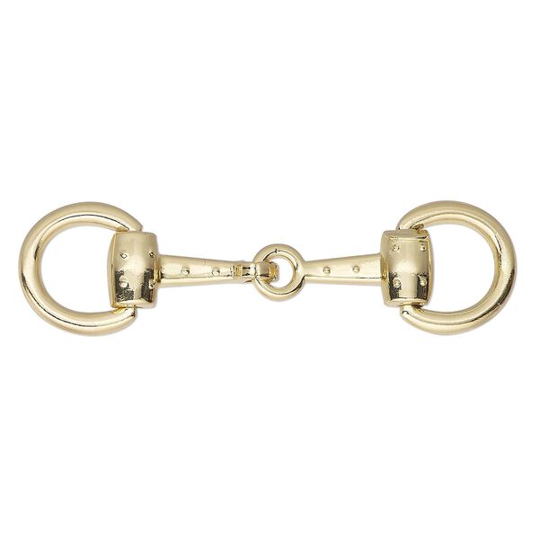 Focal, gold-finished "pewter" (zinc-based alloy), 2-1/2 x 11/16-inch snaffle bit. Sold individually. image number 0