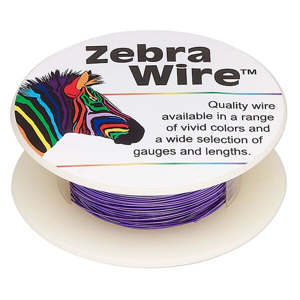 Wire, Zebra Wire™, color-coated copper, violet, 26 gauge. Sold per 30-yard spool. image number 0