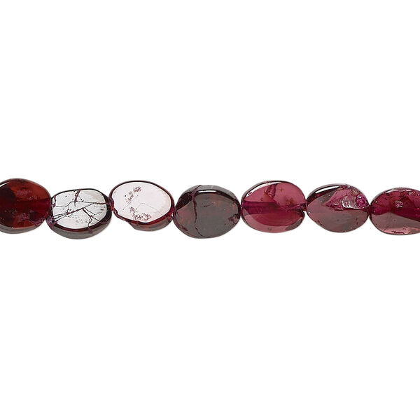 Bead, rhodolite garnet (dyed), 7x5mm-8x7mm hand-cut flat oval, C+ grade, Mohs hardness 7 to 7-1/2. Sold per 13-inch strand. image number 0