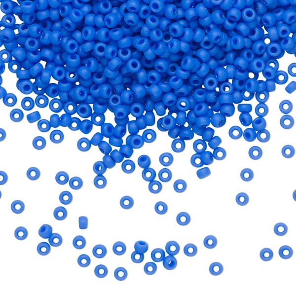 Seed bead, Miyuki, glass, pkg/25g, #11 rocaille, opaque matte cyan blue, (RR-417F). image number 0