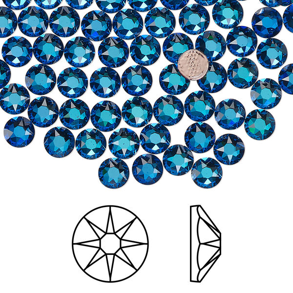 Flat back 1440pk crystal Bermuda blue foil back, Swarovski® hotfix 4.6-4.8mm round SS20 2078 image number 0