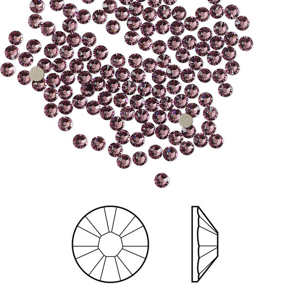 Flat back 1440pk iris foil back, Swarovski® 2.1-2.3mm rose round SS7 2058 image number 0