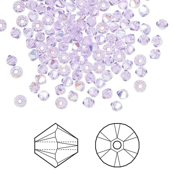 Bead 1440pk violet AB, Swarovski® 3mm XILION bicone 5328 image number 0