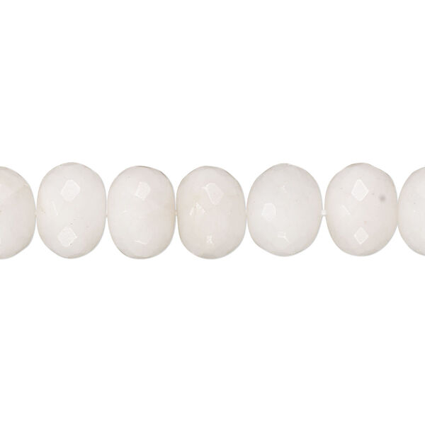 Snow quartz 1pkg1, hand-cut faceted rondelle bead natural 14 inch 9x6mm-10x8mm image number 0
