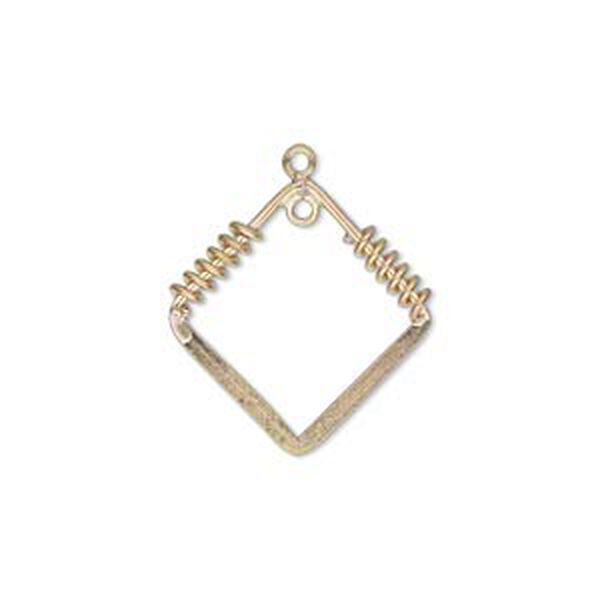 Drop, 14Kt gold-filled, 19x19mm flat open diamond with 2 coils and 1 loop. Sold individually. image number 0