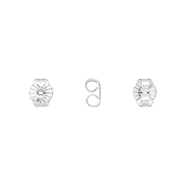 Earnut 1pkg20 silver-plated, 6x5.5mm daisy round, brass 10 pair image number 0
