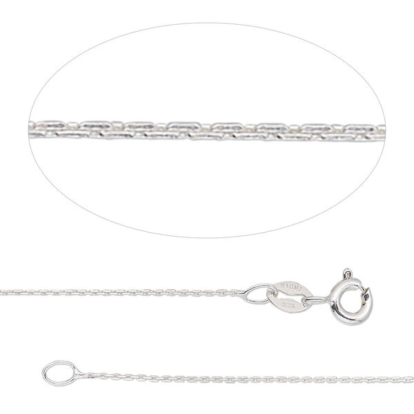 Chain, Gossamer™, sterling silver, 0.5mm Boston link, 18 inches with springring clasp. Sold individually. image number 0