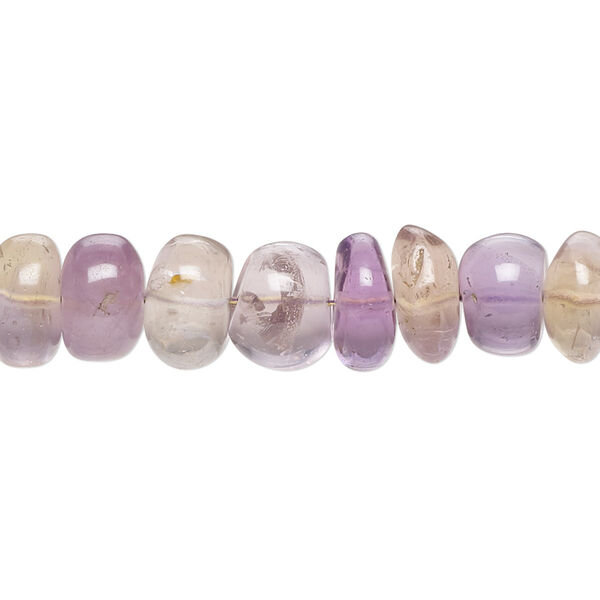 Amethyst / ametrine 1pkg1, hand-cut rondelle bead B- grade, 8 inch 9x4mm-10x8mm image number 0