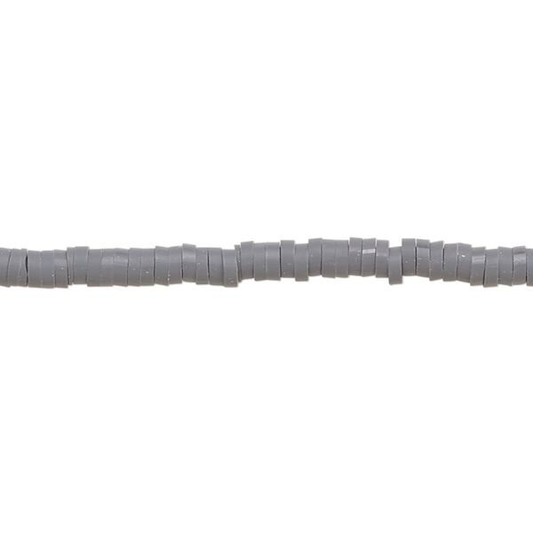 Bead, polymer clay, opaque charcoal, 3x1mm heishi. Sold per pkg of (2) 15-1/2" to 16" strands. image number 0