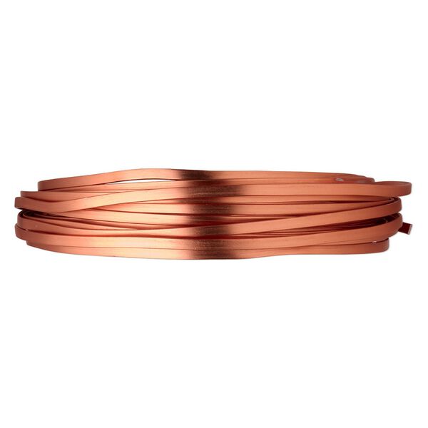 Wire, anodized aluminum, orange copper, 3.5x1mm flat, 16 gauge. Sold per pkg of 18 feet. image number 0