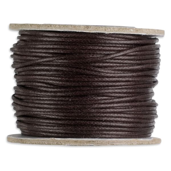 Cord, waxed cotton, brown, 1mm round. Sold per 25-yard pkg. image number 0
