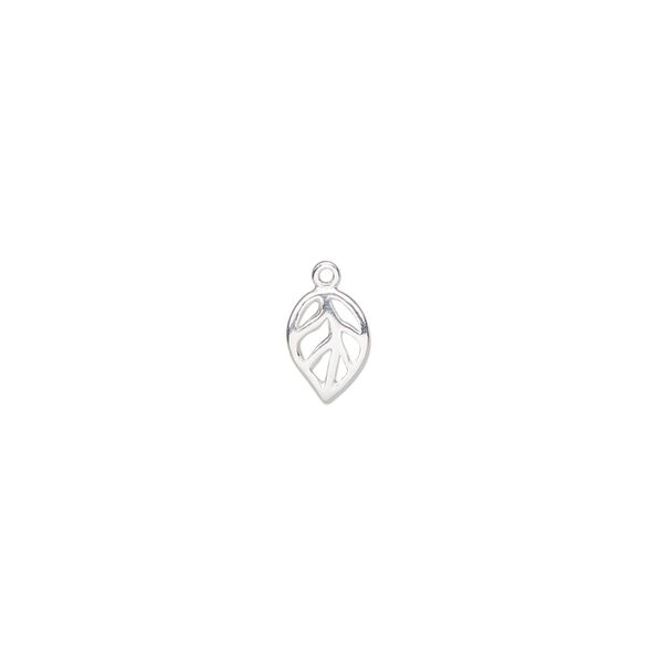 Charm Amoracast® 1pkg1 sterling silver, 7x5mm single-sided cutout open leaf image number 0