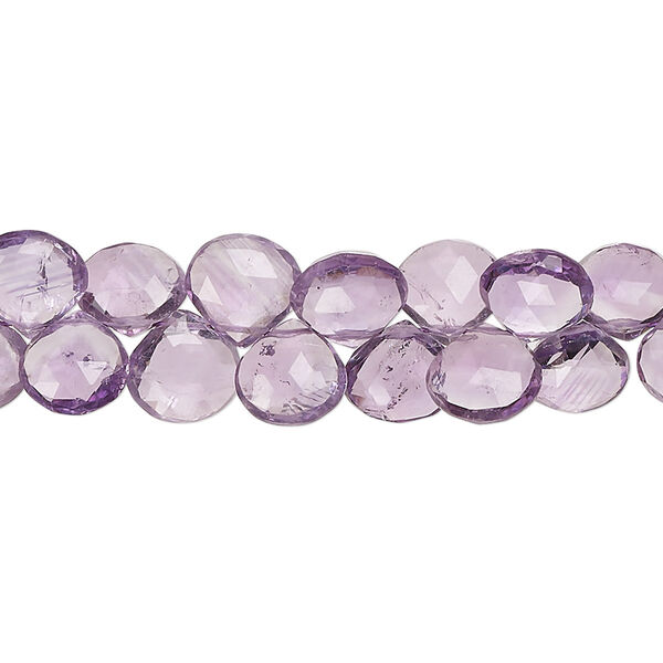 Amethyst 1pkg1, hand-cut top-drilled faceted puffed teardrop bead natural 8 inch 6-8mm image number 0
