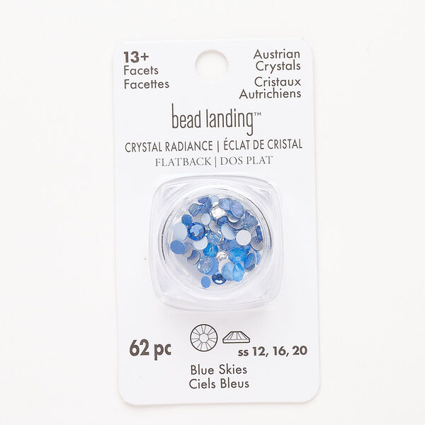 Flat back mix, hotfix rhinestone, pkg/62, 3.00-4.80mm hotfix round, SS12 / SS16 / SS20, blue skies, foil back. image number 0
