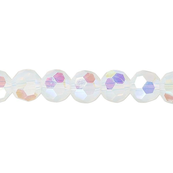 Bead 1pk 32 facets clear translucent frosted AB, Celestial Crystal® 8mm round 15.5-16 inch image number 0
