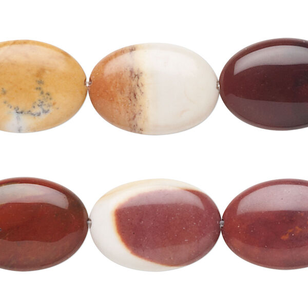 Moukaite jasper 1pkg1, flat oval bead natural 15.5-16 inch 18x13mm image number 0