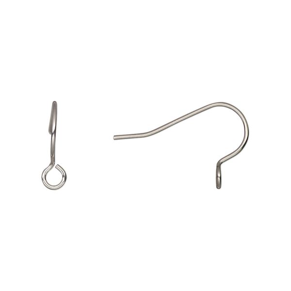 Ear wire fishhook 1pkg20, 12.5mm / perpendicular open loop, 21 gauge stainless steel 10 pair image number 0