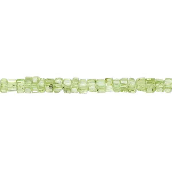 Peridot 1pkg1, hand-cut faceted heishi bead natural 15.5-16 inch 4x2mm image number 0